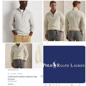 Polo by Ralph Lauren | Cashmere Gray Cable-Knit Quarter Zip Sweater